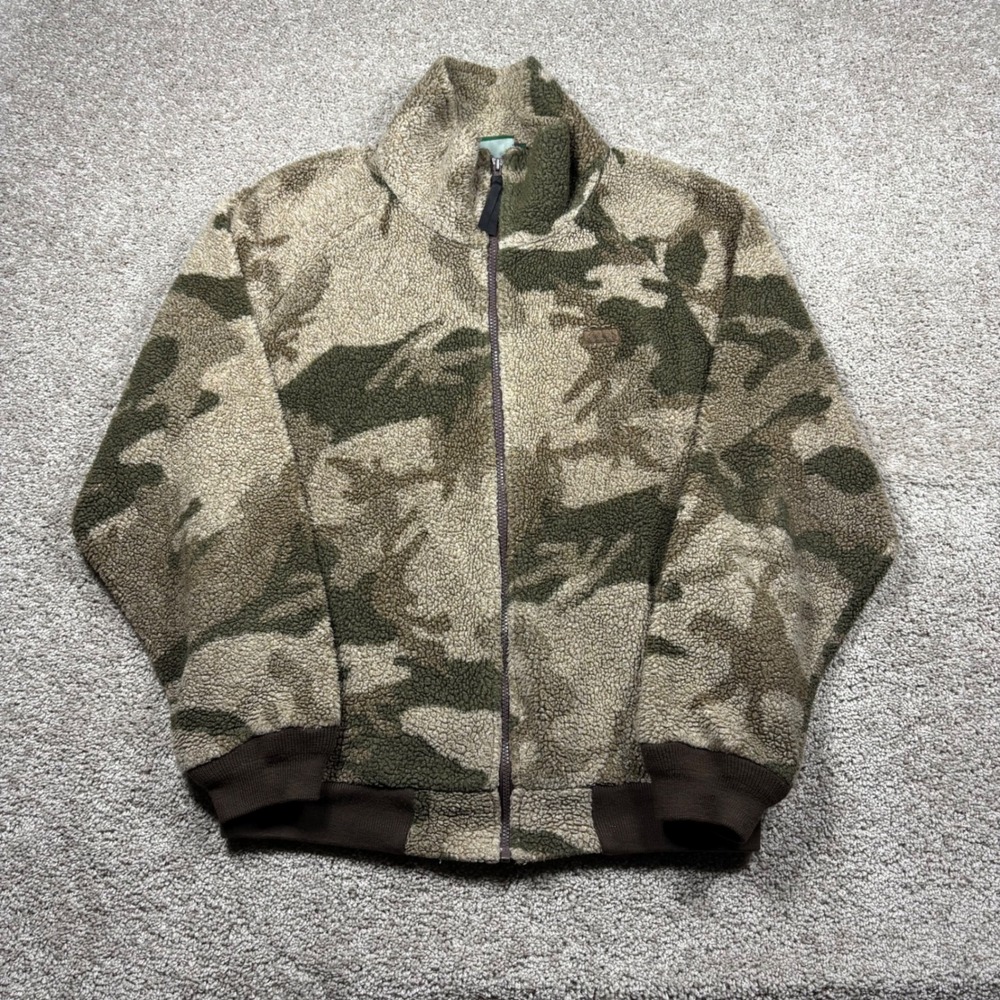 Cabelas Mens Large Camo Fleece Jacket Full Zip Made in USA Vintage 02601R-105